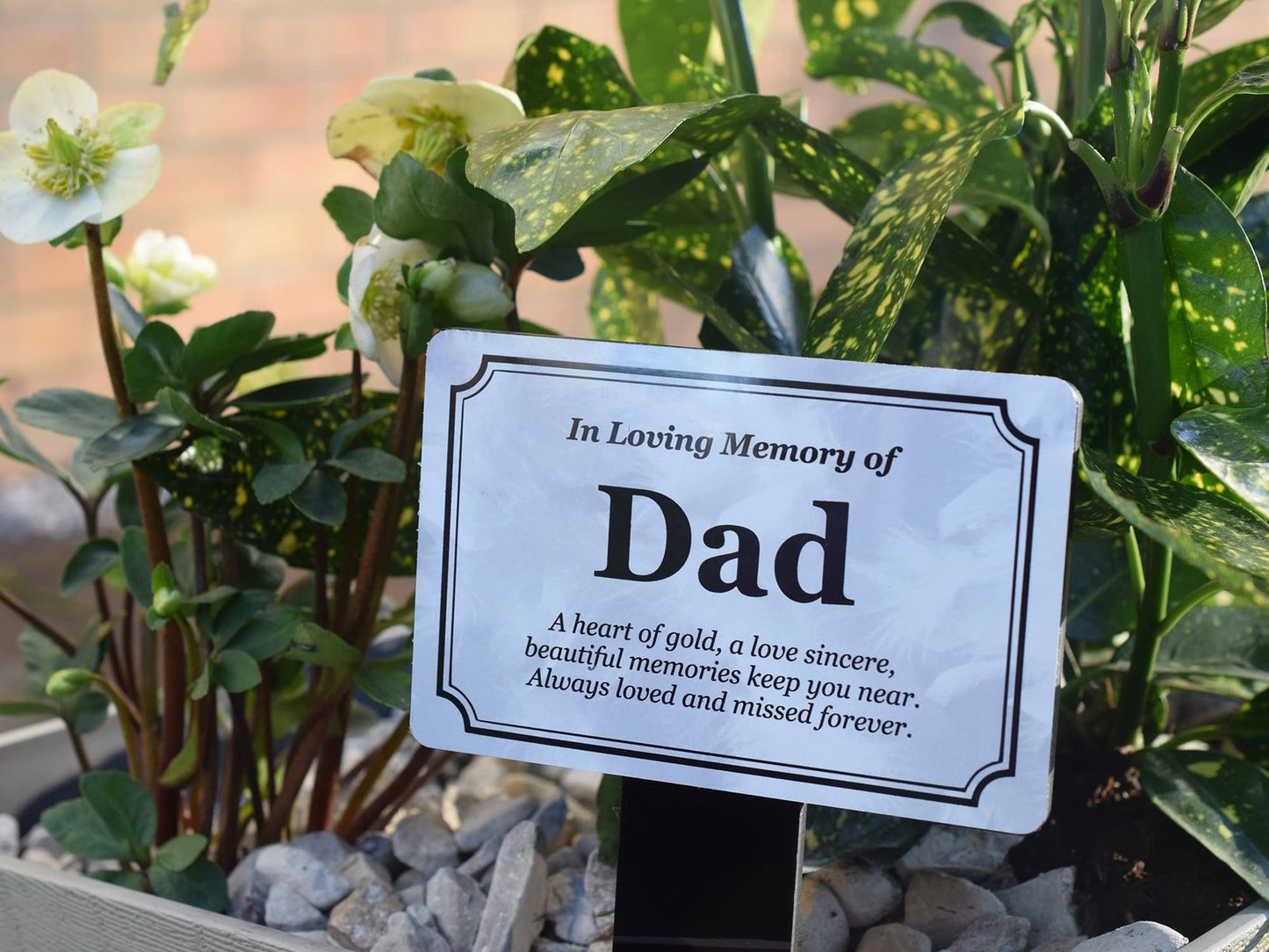 Personalised Dad Memorial Grave Marker Aluminium Plaque with Acrylic Stake – by North By North East – Plaques & Nameplates
