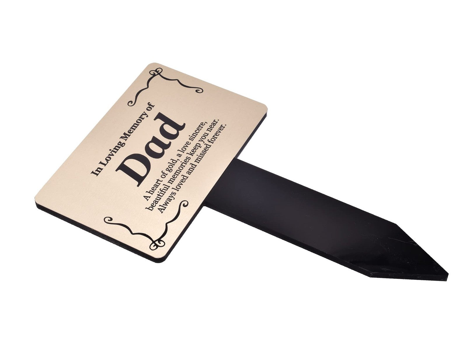 Dad Memorial Grave Marker Silver Aluminium Plaque with Black Acrylic Stake – by North By North East – Plaques & Nameplates