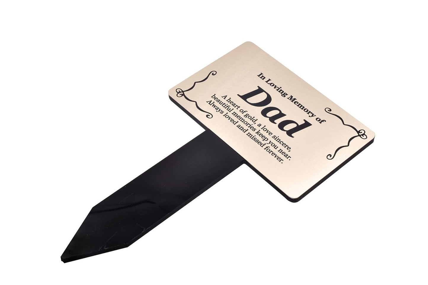 Dad Memorial Grave Marker Silver Aluminium Plaque with Black Acrylic Stake – by North By North East – Plaques & Nameplates