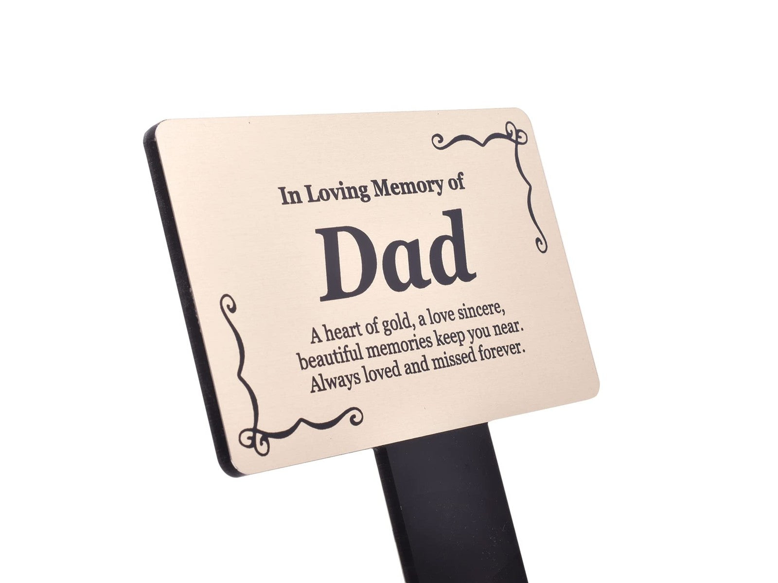 Dad Memorial Grave Marker Silver Aluminium Plaque with Black Acrylic Stake – by North By North East – Plaques & Nameplates