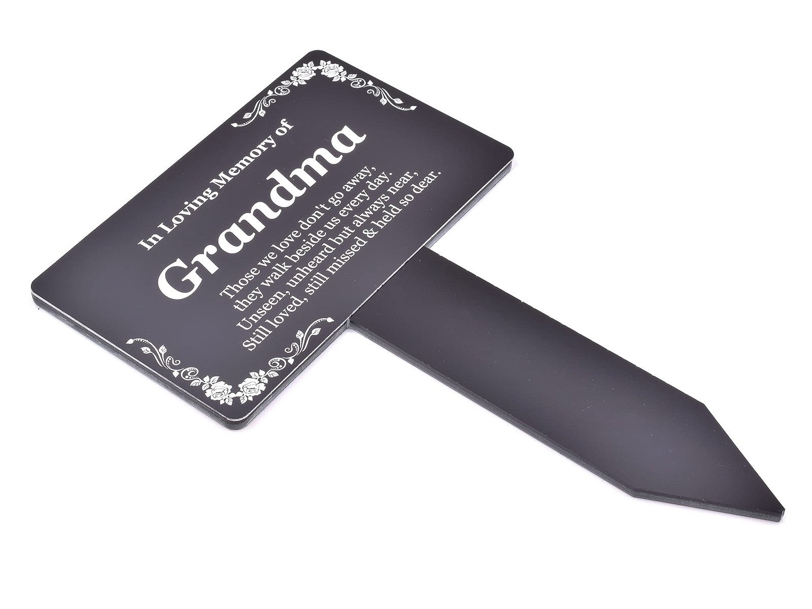 Black Grandma Memorial Grave Marker Aluminium Plaque with Acrylic Stake – by North By North East – Plaques & Nameplates