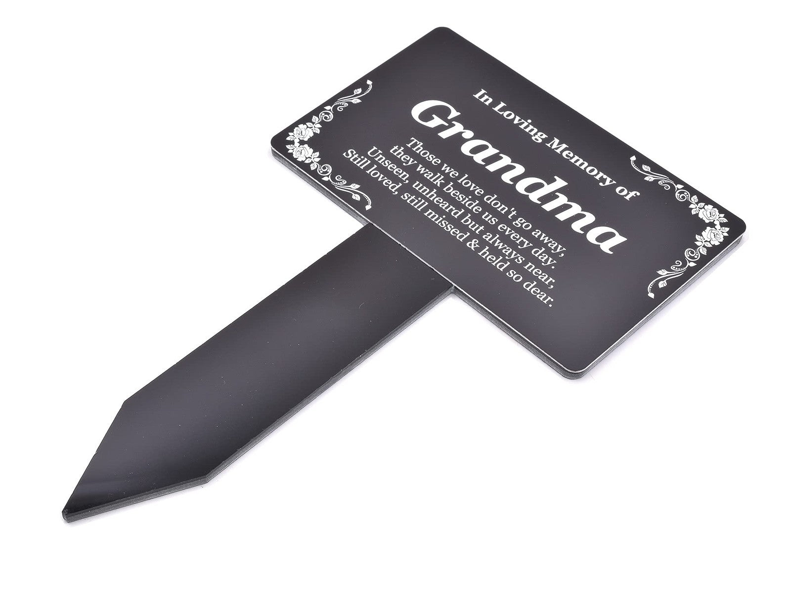 Black Grandma Memorial Grave Marker Aluminium Plaque with Acrylic Stake – by North By North East – Plaques & Nameplates