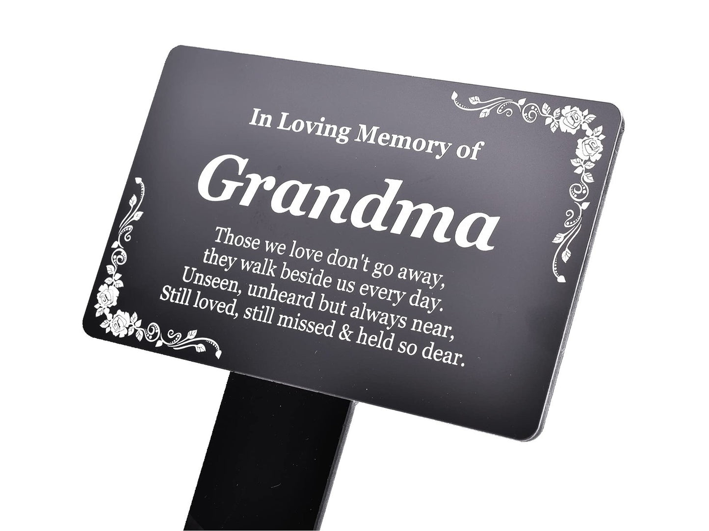 Black Grandma Memorial Grave Marker Aluminium Plaque with Acrylic Stake – by North By North East – Plaques & Nameplates