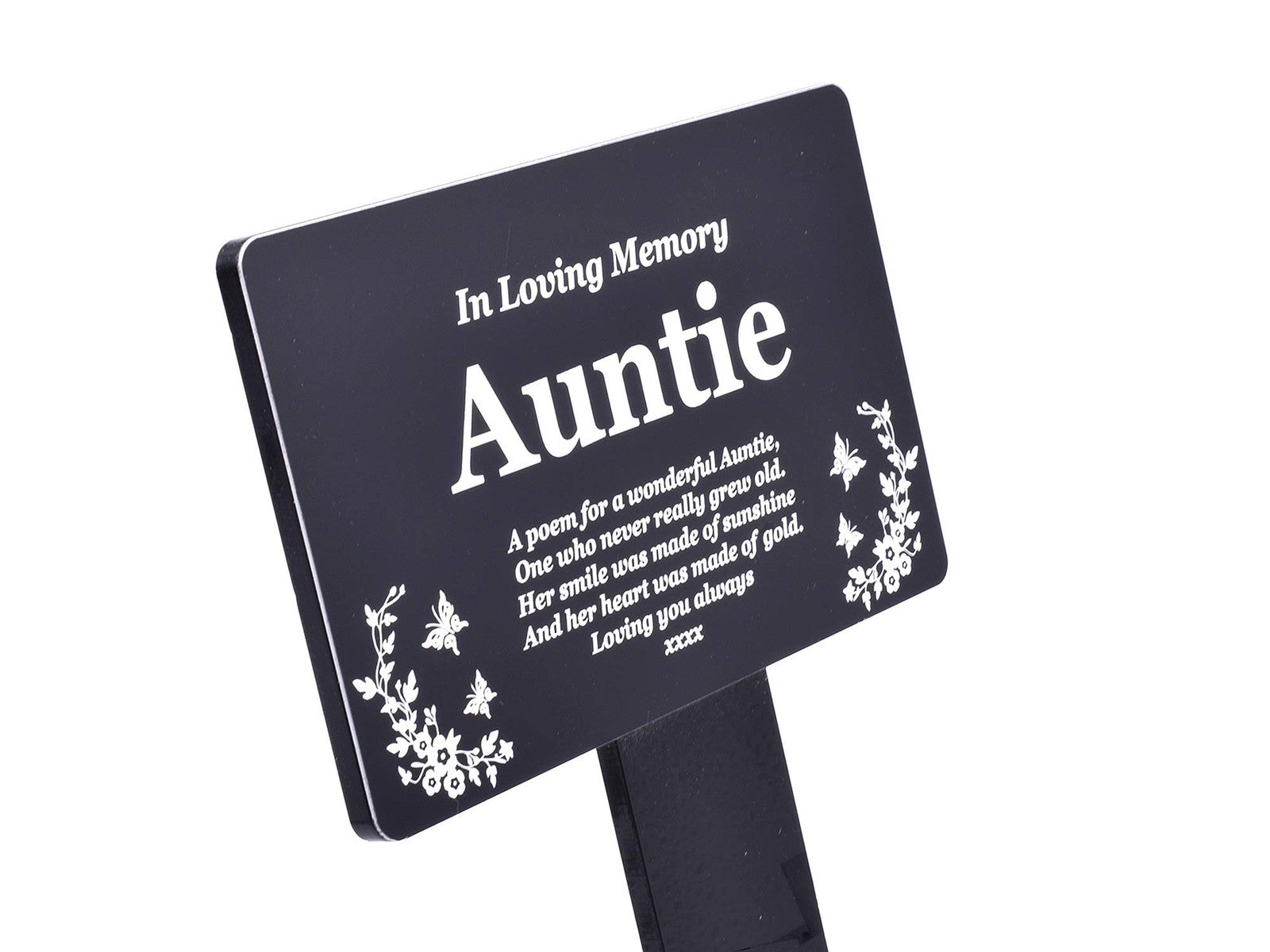 Black Auntie Memorial Plaque Stake – Outdoor Tribute with Poem & Illustration – by North By North East – Plaques & Nameplates