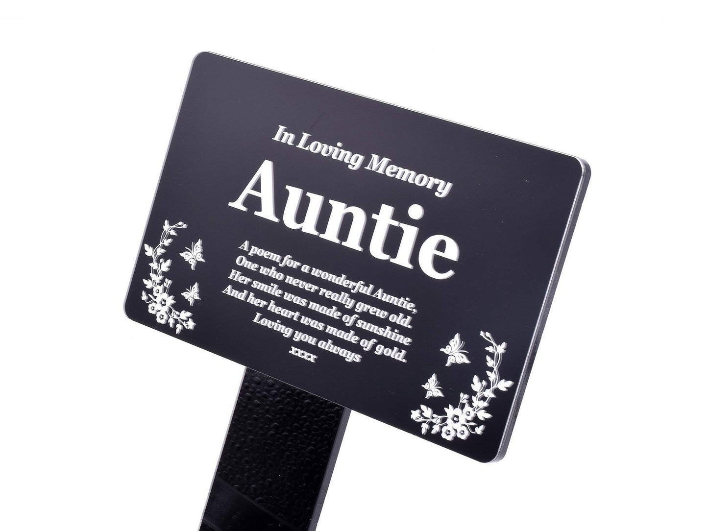 Black Auntie Memorial Plaque Stake – Outdoor Tribute with Poem & Illustration – by North By North East – Plaques & Nameplates