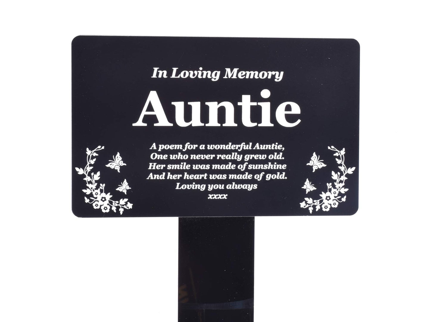 Black Auntie Memorial Plaque Stake – Outdoor Tribute with Poem & Illustration – by North By North East – Plaques & Nameplates
