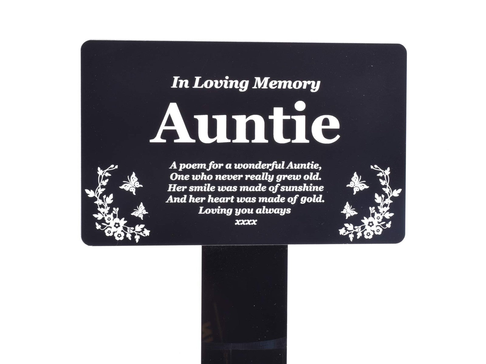 Black Auntie Memorial Plaque Stake – Outdoor Tribute with Poem & Illustration – by North By North East – Plaques & Nameplates