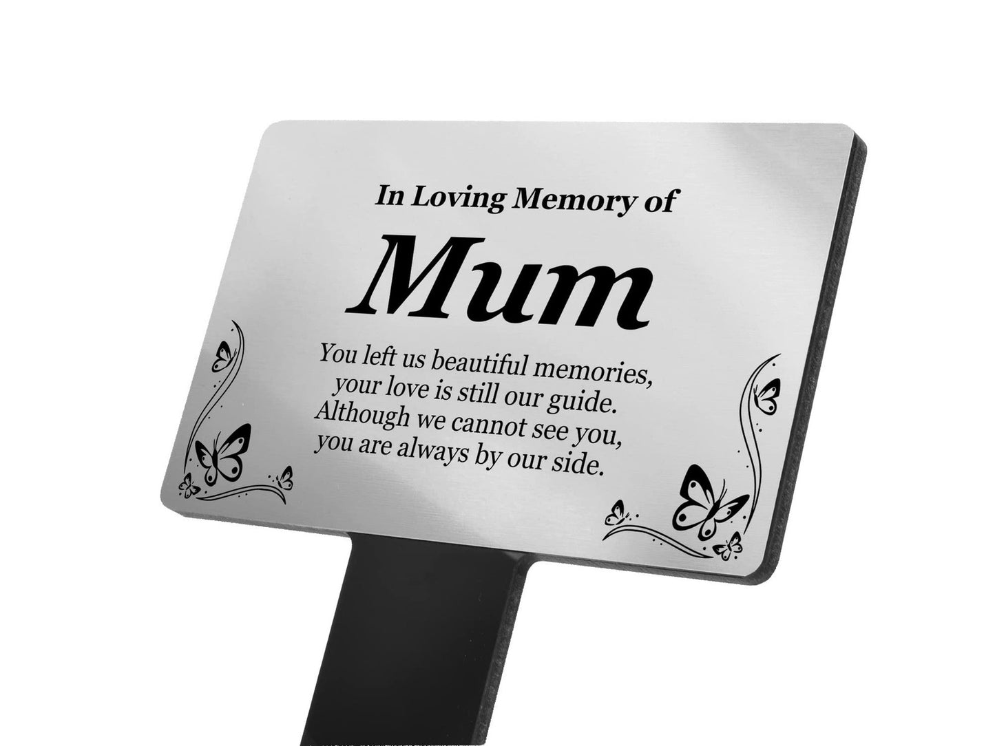 Silver Mum Memorial Grave Marker Stake Personalised Acrylic Plaque 230x140mm – by North By North East – Plaques & Nameplates
