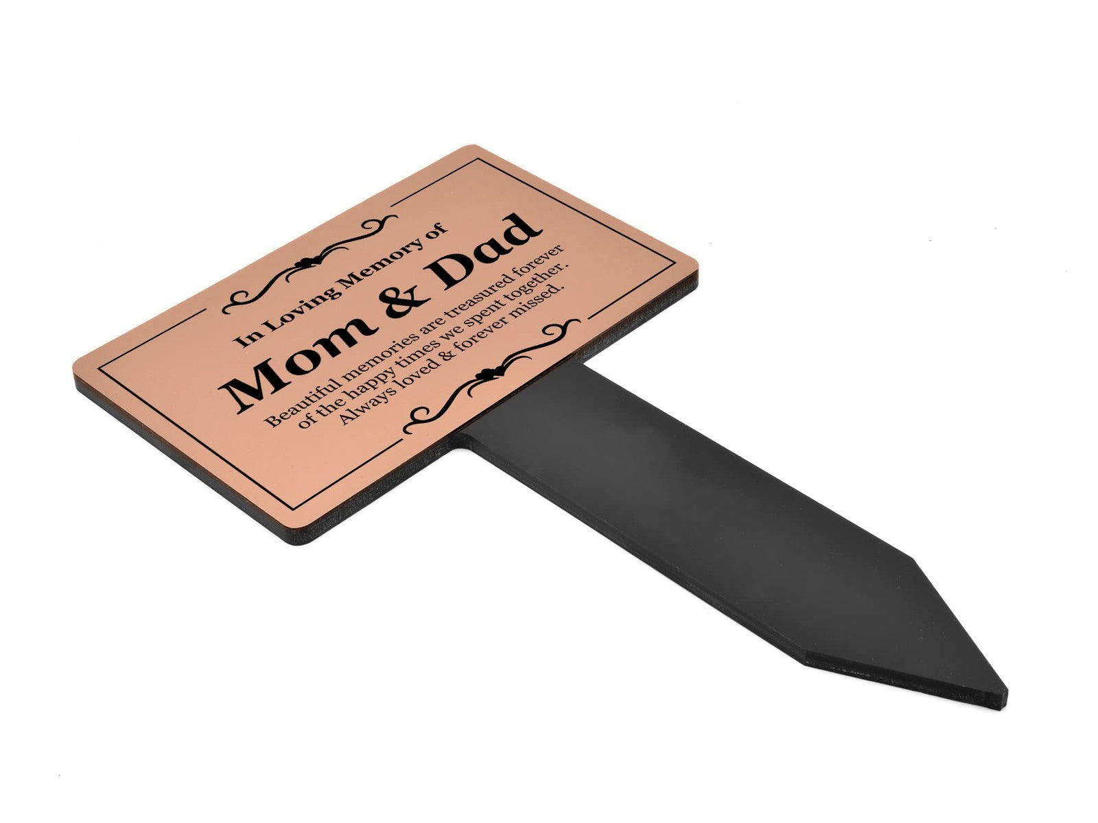 Copper Mom and Dad Memorial Stake Personalised Acrylic Grave Marker 230x140mm – by North By North East – Safety & Warning Signs