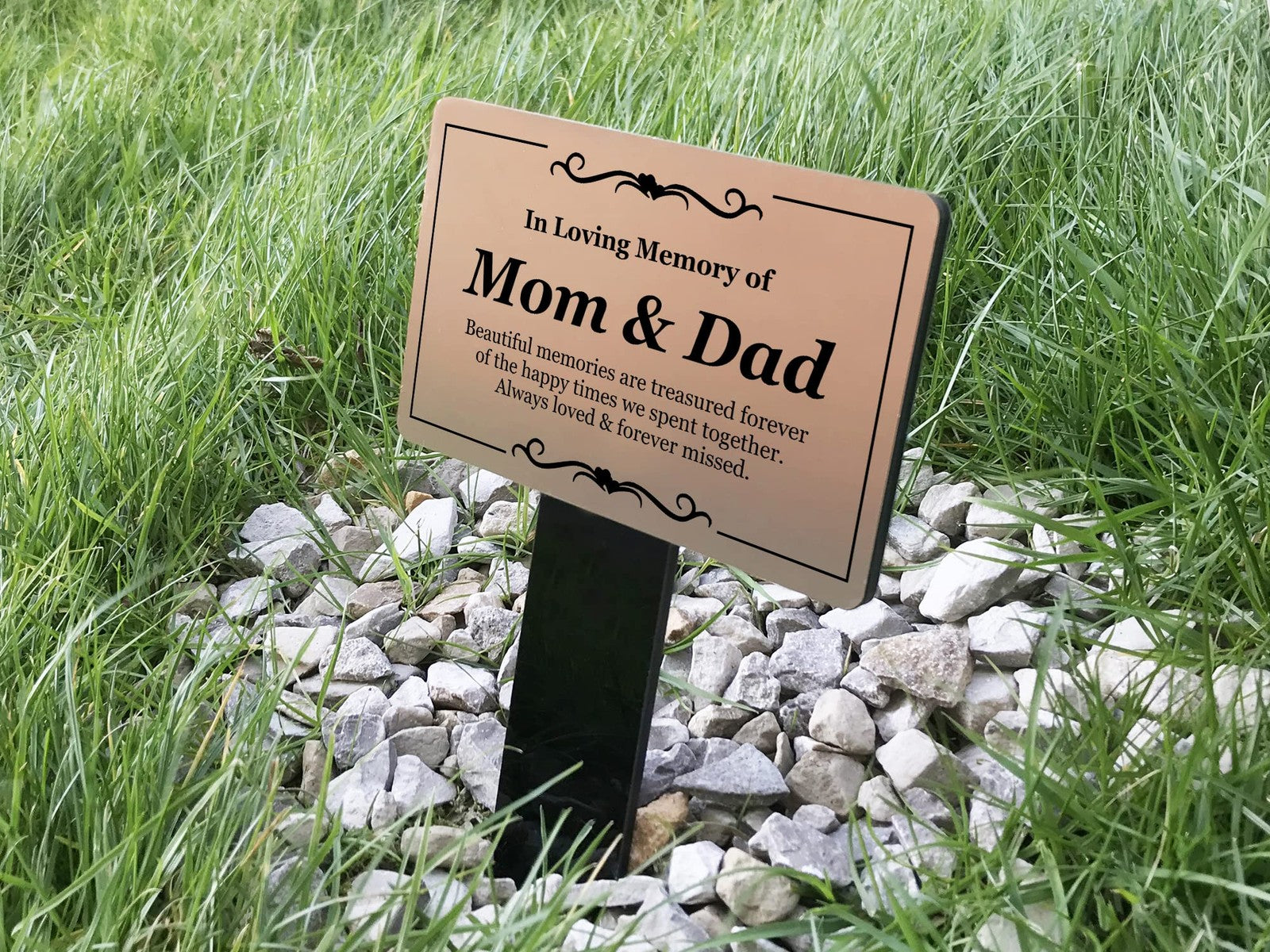Copper Mom and Dad Memorial Stake Personalised Acrylic Grave Marker 230x140mm – by North By North East – Safety & Warning Signs