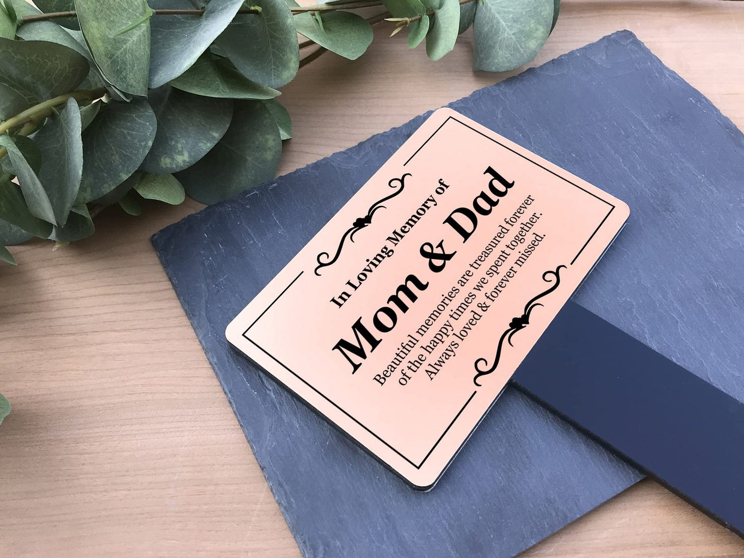 Copper Mom and Dad Memorial Stake Personalised Acrylic Grave Marker 230x140mm – by North By North East – Safety & Warning Signs