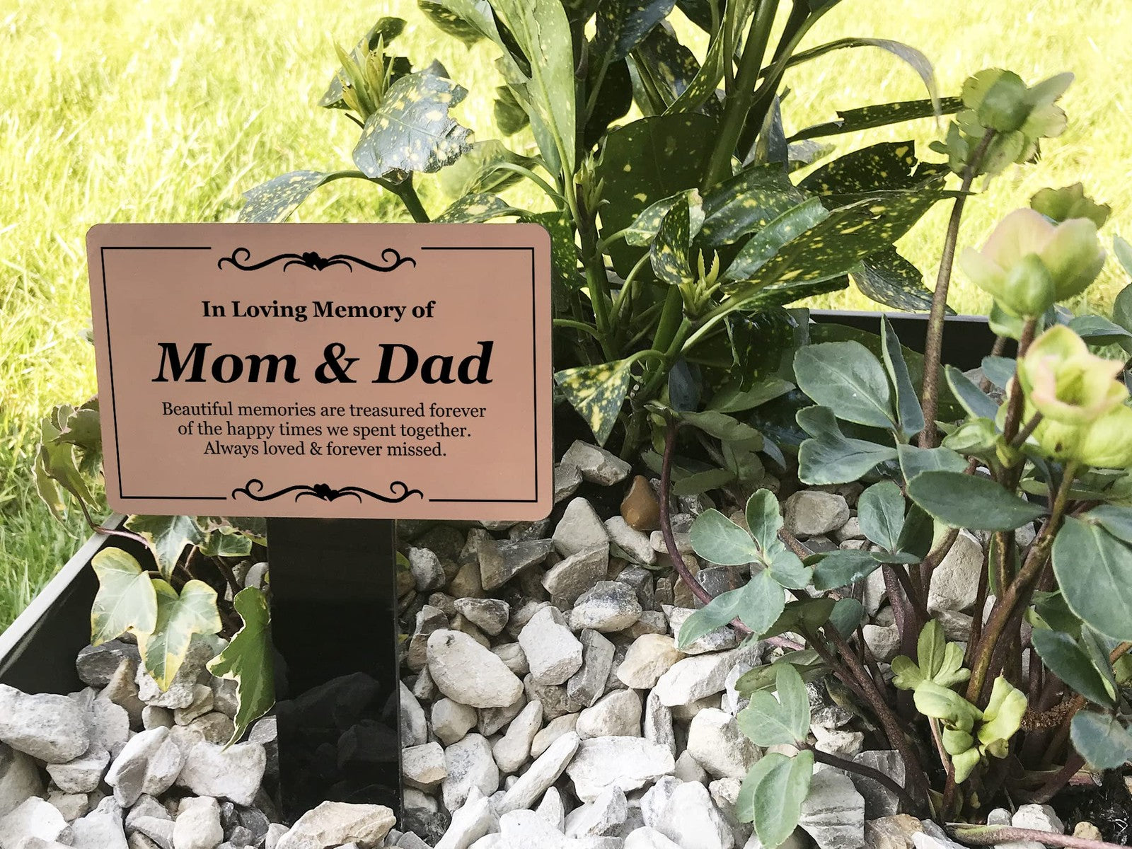 Copper Mom and Dad Memorial Stake Personalised Acrylic Grave Marker 230x140mm – by North By North East – Safety & Warning Signs