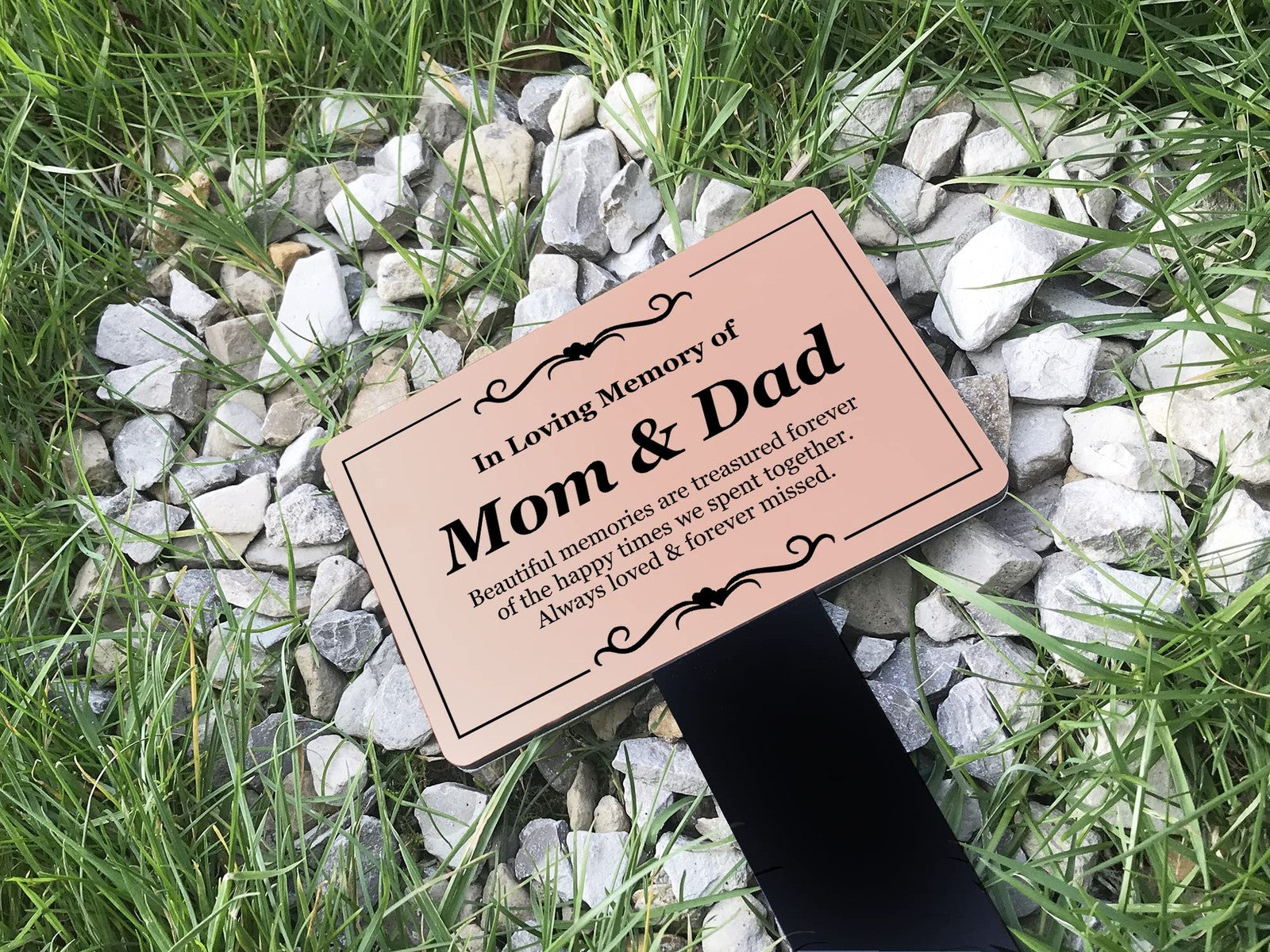 Copper Mom and Dad Memorial Stake Personalised Acrylic Grave Marker 230x140mm – by North By North East – Safety & Warning Signs