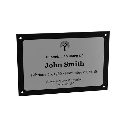 Personalised Silver Aluminium Memorial Plaque 110x170mm with 4 Screw Holes