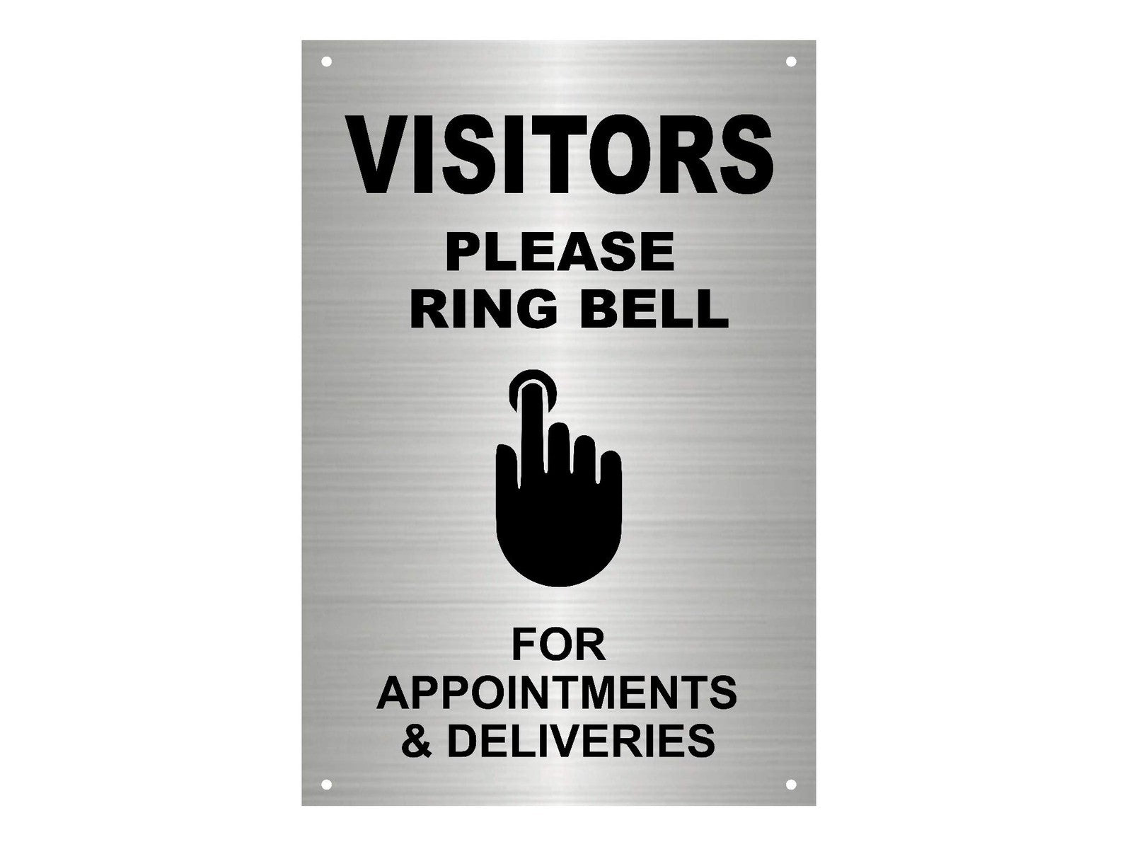 Visitors Please Ring Bell Sign – A4 Silver Aluminium Composite with 4 Holes – by North By North East – Signs