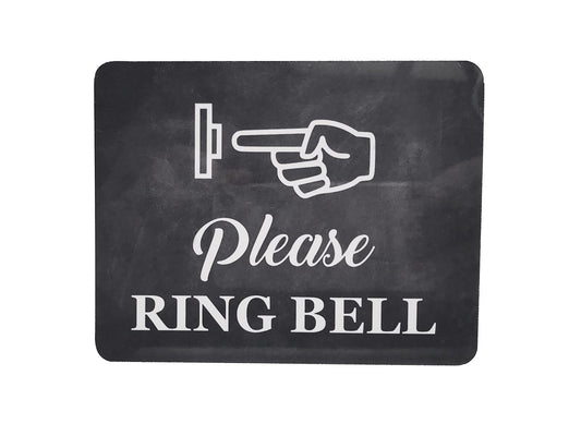 Black Please Ring Bell Door Sign 115x85mm Aluminium Self Adhesive – by North By North East – Signs