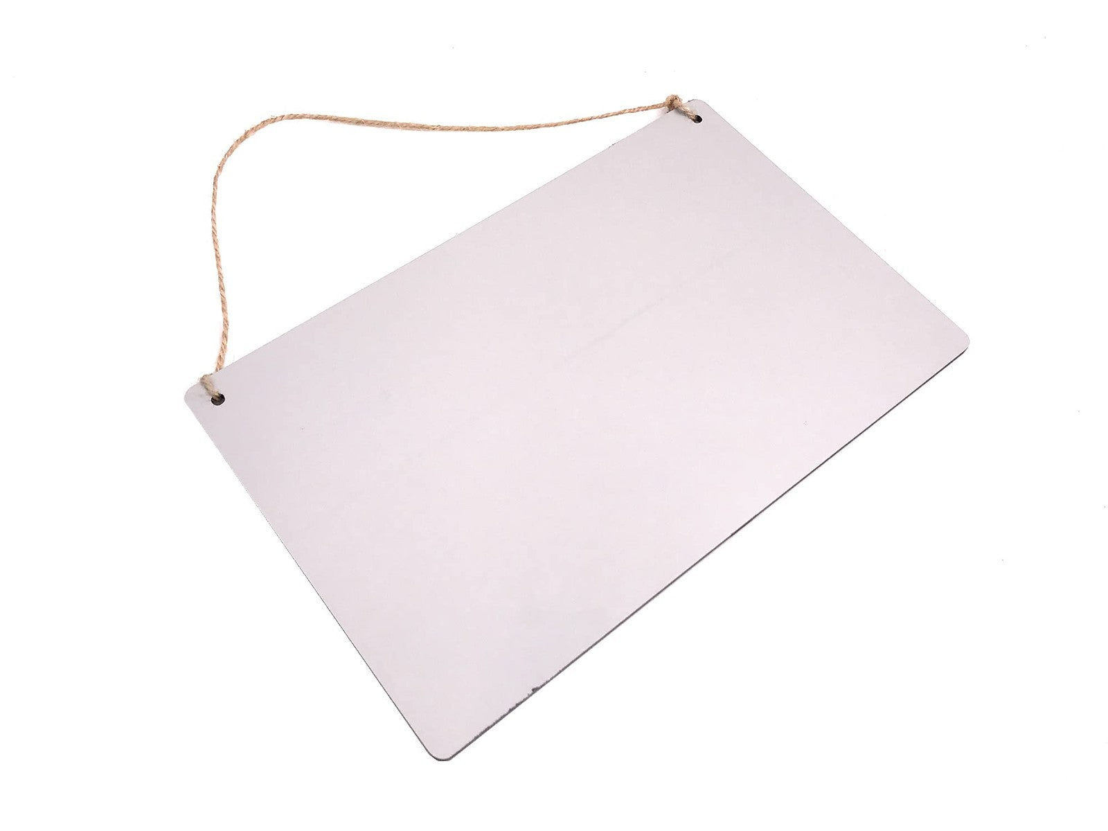 White Please Use Back Door Sign 140x90mm ACM Hanging Plaque with Twine – by North By North East – Business Hours & Policy Signs