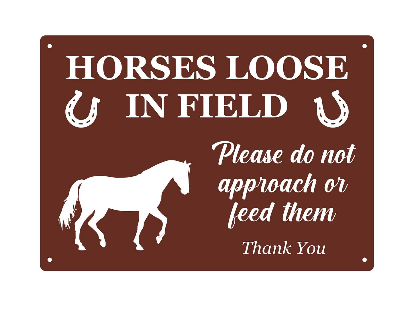 A4 Horses Loose in Field Sign – Red Aluminium Composite Gate & Fence Warning – by North By North East – Safety & Warning Signs