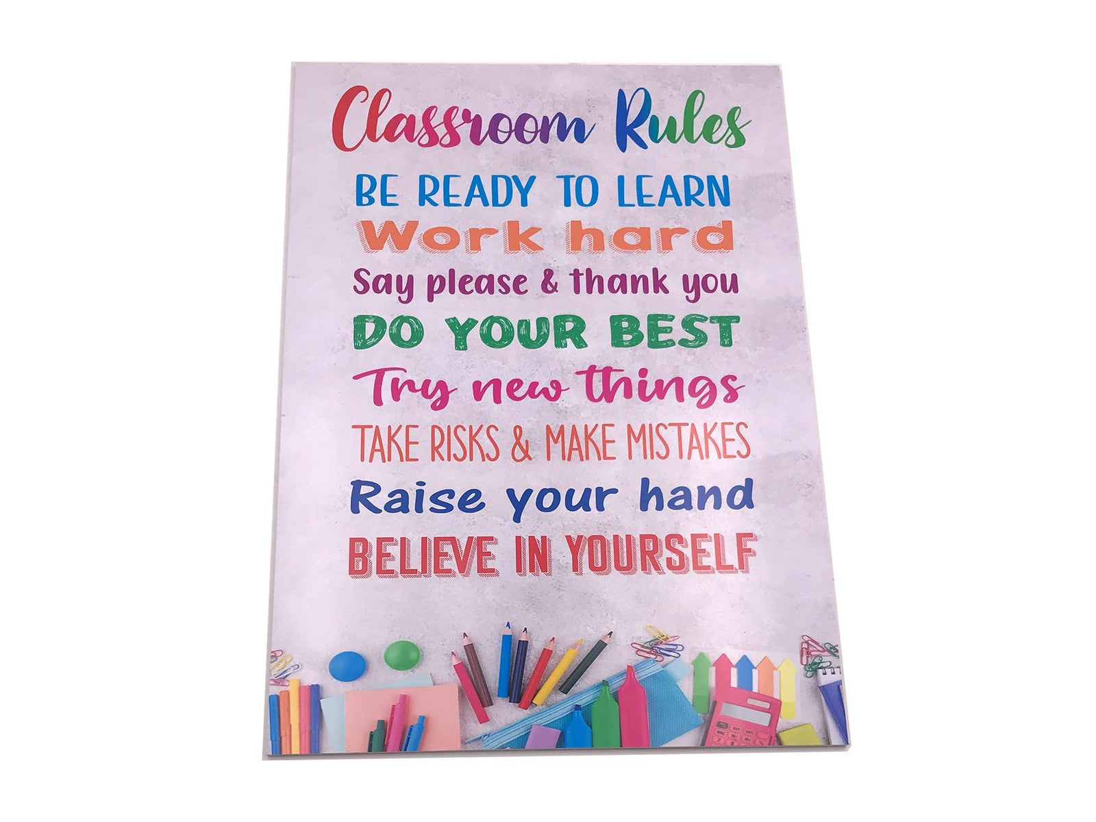 Classroom Rules Sign – White ACM – 210x297mm – 4 Screw Hole – by North By North East – Signs
