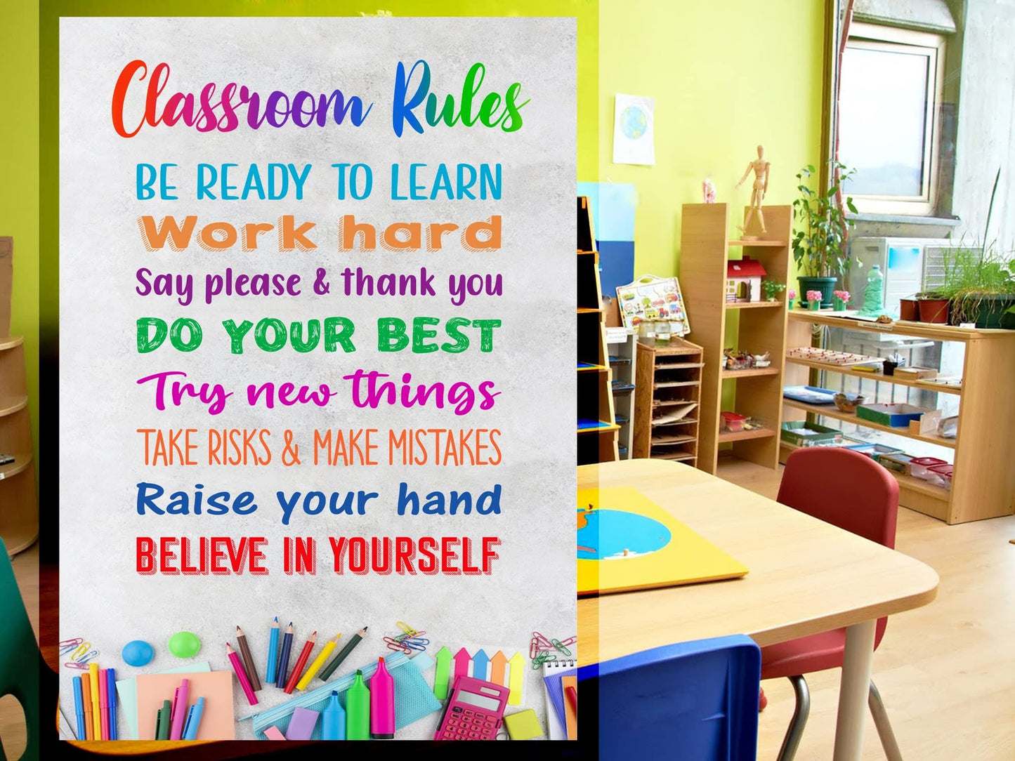 Classroom Rules Sign – White ACM – 210x297mm – 4 Screw Hole – by North By North East – Signs