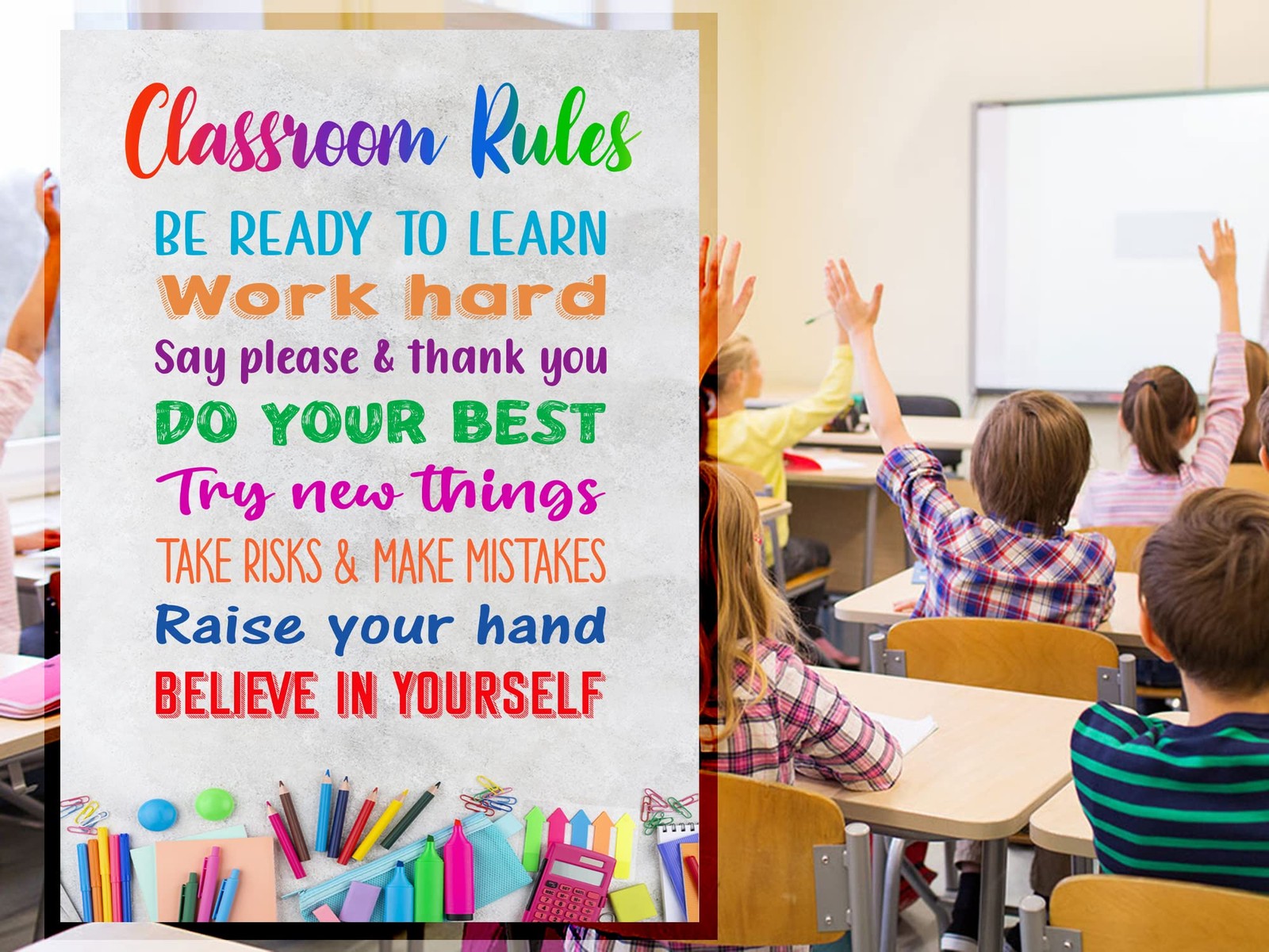 Classroom Rules Sign – White ACM – 210x297mm – 4 Screw Hole – by North By North East – Signs