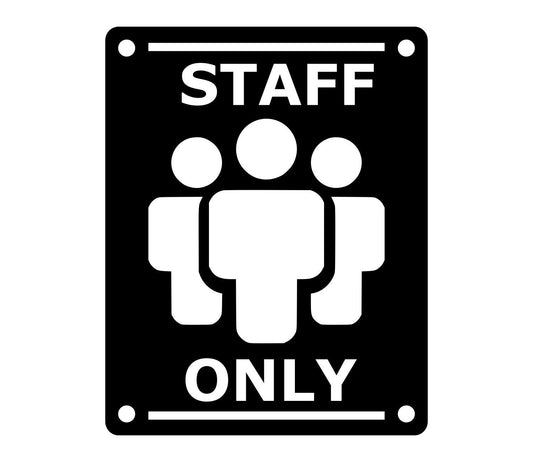 Staff Only Door Sign – Black Aluminium Self Adhesive Notice 140mm x 90mm – by North By North East – Signs