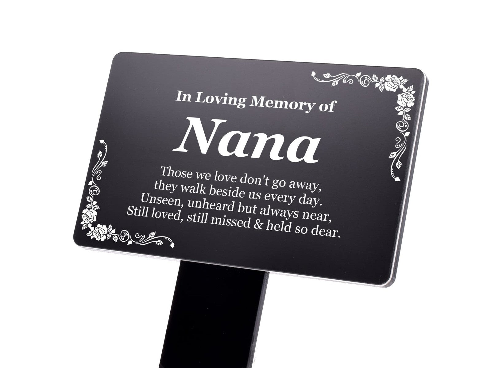 Black Nana Memorial Grave Stake – Outdoor Acrylic Plaque UK Made – by North By North East – Plaques & Nameplates