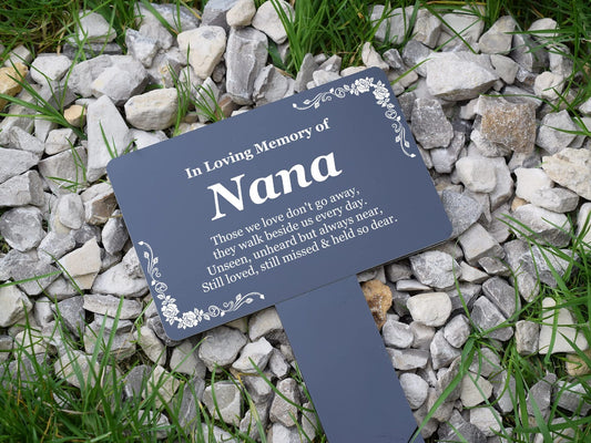 Black Nana Memorial Grave Stake – Outdoor Acrylic Plaque UK Made – by North By North East – Plaques & Nameplates
