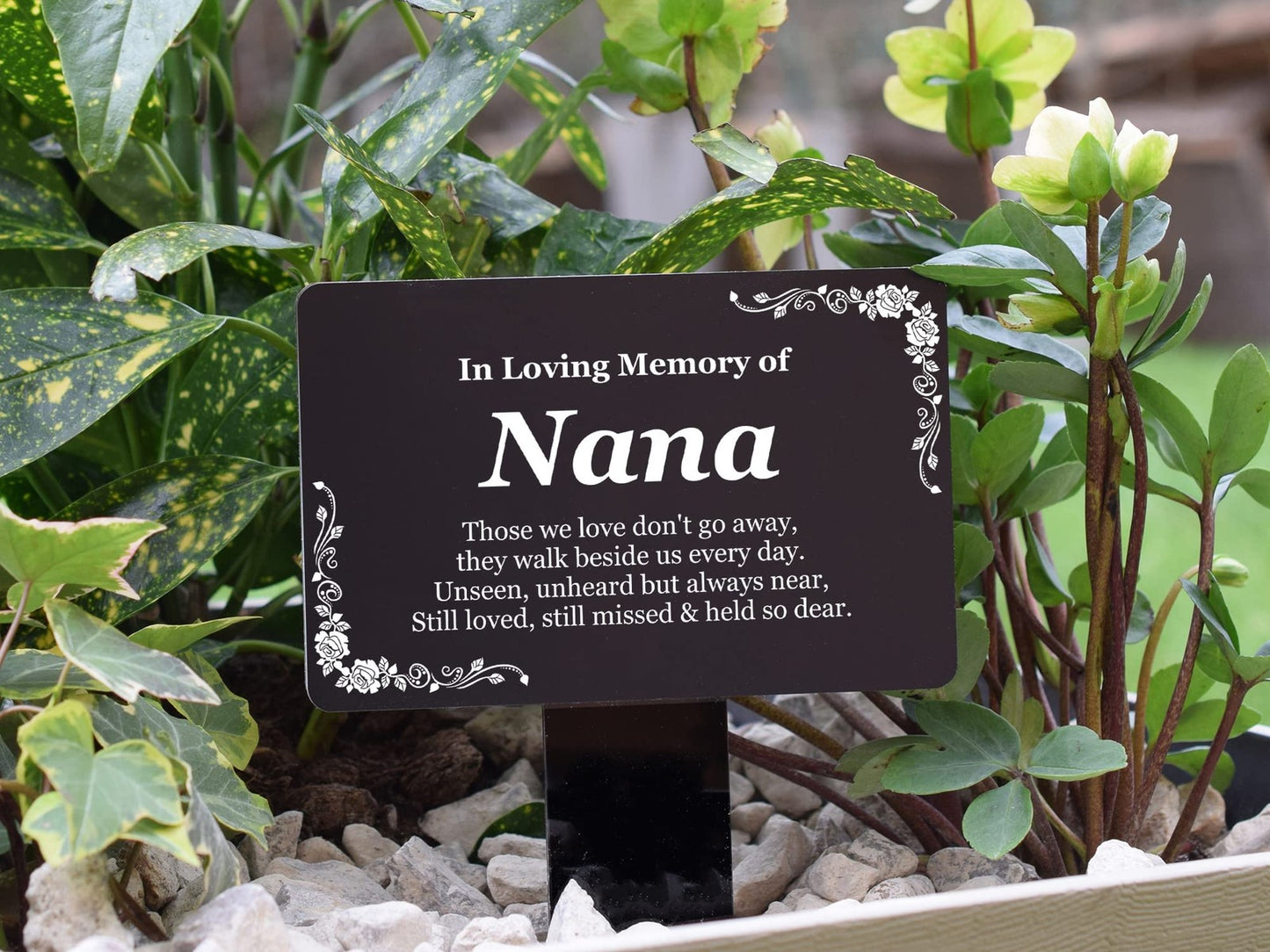 Black Nana Memorial Grave Stake – Outdoor Acrylic Plaque UK Made – by North By North East – Plaques & Nameplates