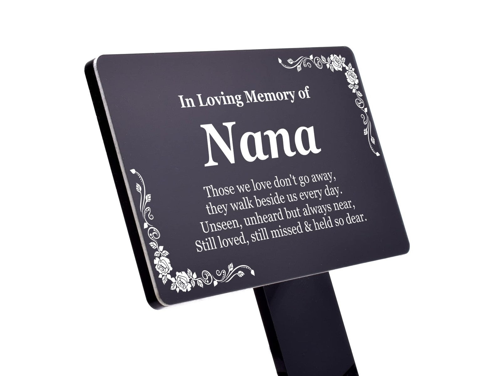 Black Nana Memorial Grave Stake – Outdoor Acrylic Plaque UK Made – by North By North East – Plaques & Nameplates