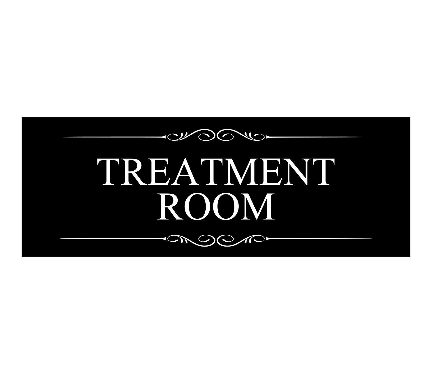 Treatment Room Sign – Black Acrylic Self Adhesive Door Plaque 110×170 mm UK – by North By North East – Business Hours & Policy Signs