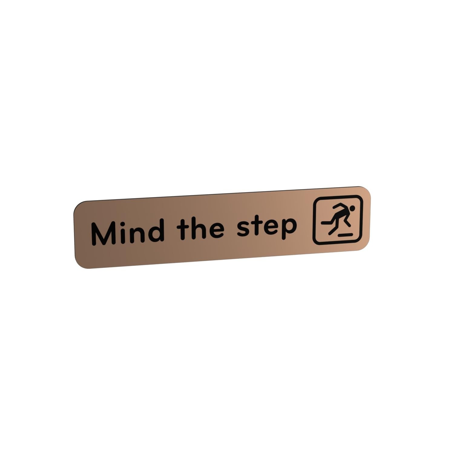 Mind The Step Adhesive Sign – Copper Aluminium 50×195mm, Peel & Stick – by North By North East – Safety & Warning Signs