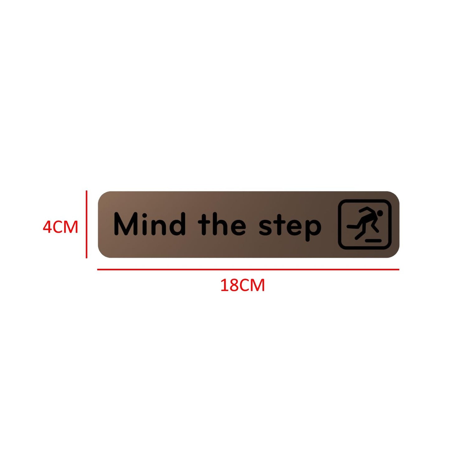 Mind The Step Adhesive Sign – Copper Aluminium 50×195mm, Peel & Stick – by North By North East – Safety & Warning Signs