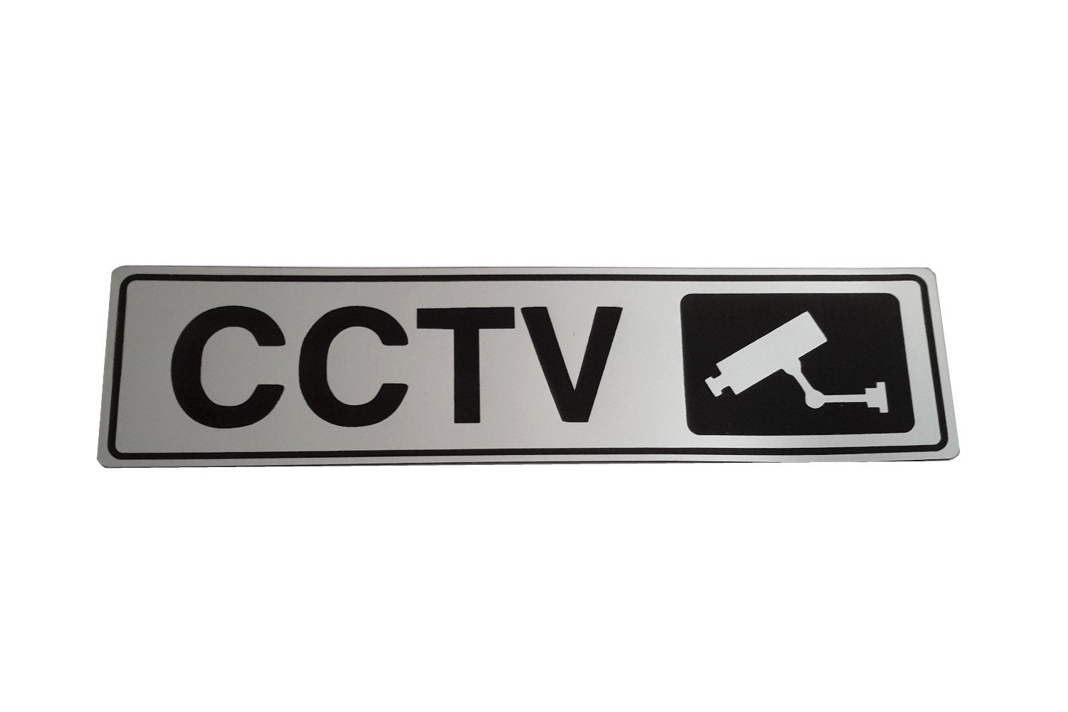 CCTV In Operation Adhesive Sign – Brushed Silver Aluminium 50×195mm – by North By North East – Security & CCTV Signs