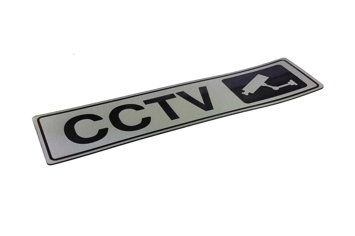 CCTV In Operation Adhesive Sign – Brushed Silver Aluminium 50×195mm – by North By North East – Security & CCTV Signs