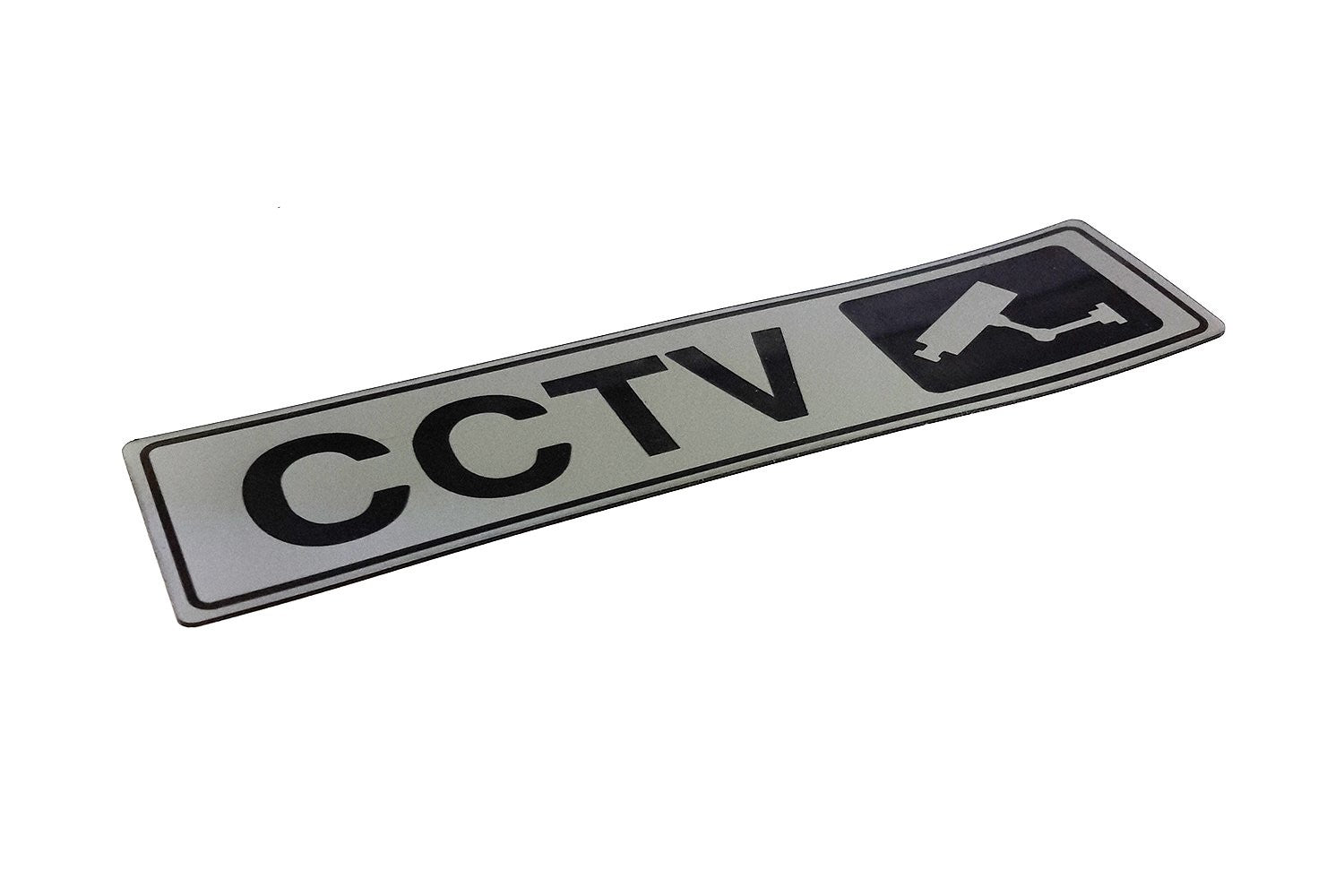 CCTV In Operation Adhesive Sign – Brushed Silver Aluminium 50×195mm – by North By North East – Security & CCTV Signs