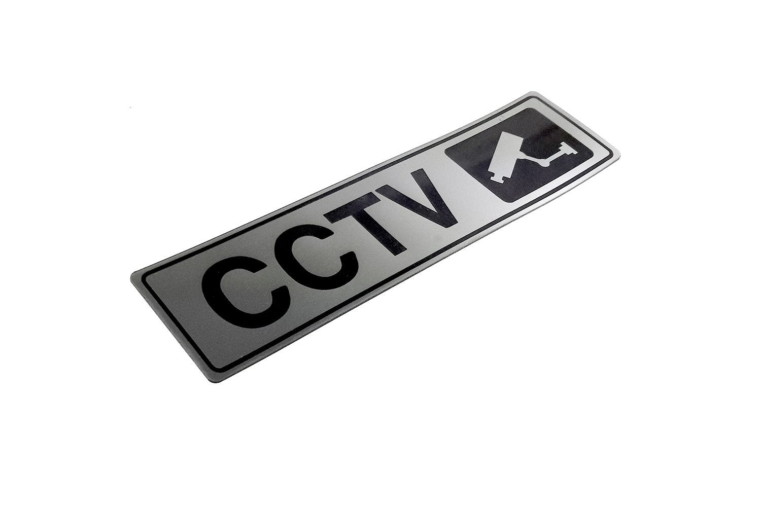 CCTV In Operation Adhesive Sign – Brushed Silver Aluminium 50×195mm – by North By North East – Security & CCTV Signs