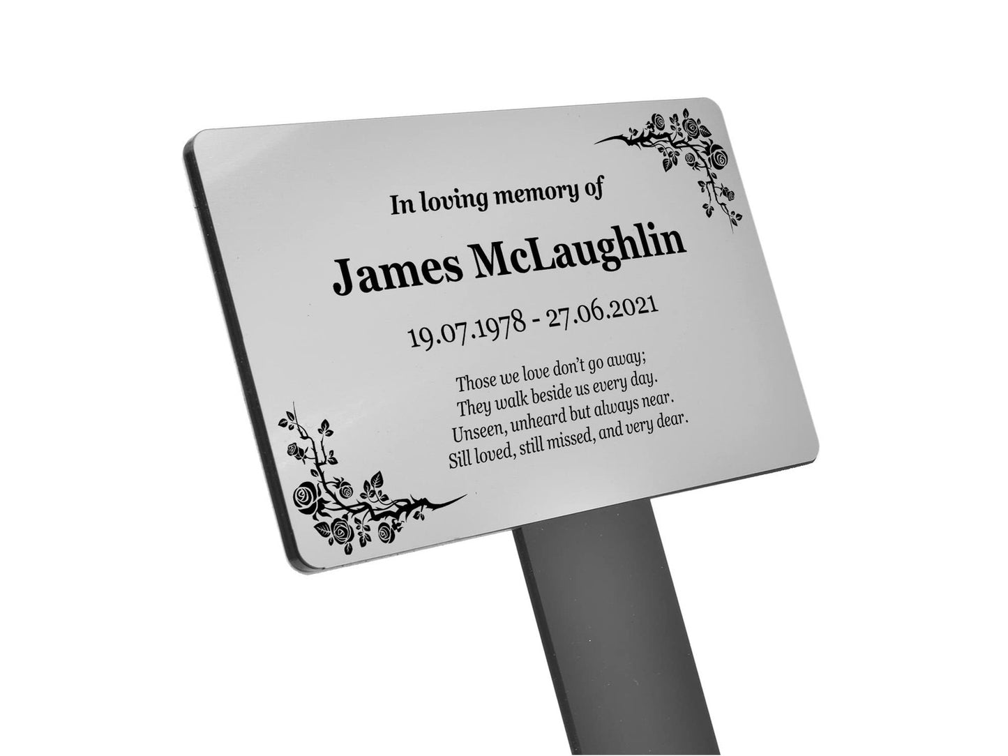 Personalised Metallic Memorial Plaque – Gold, Silver or Copper Grave/Garden Sign – by North By North East – Safety & Warning Signs
