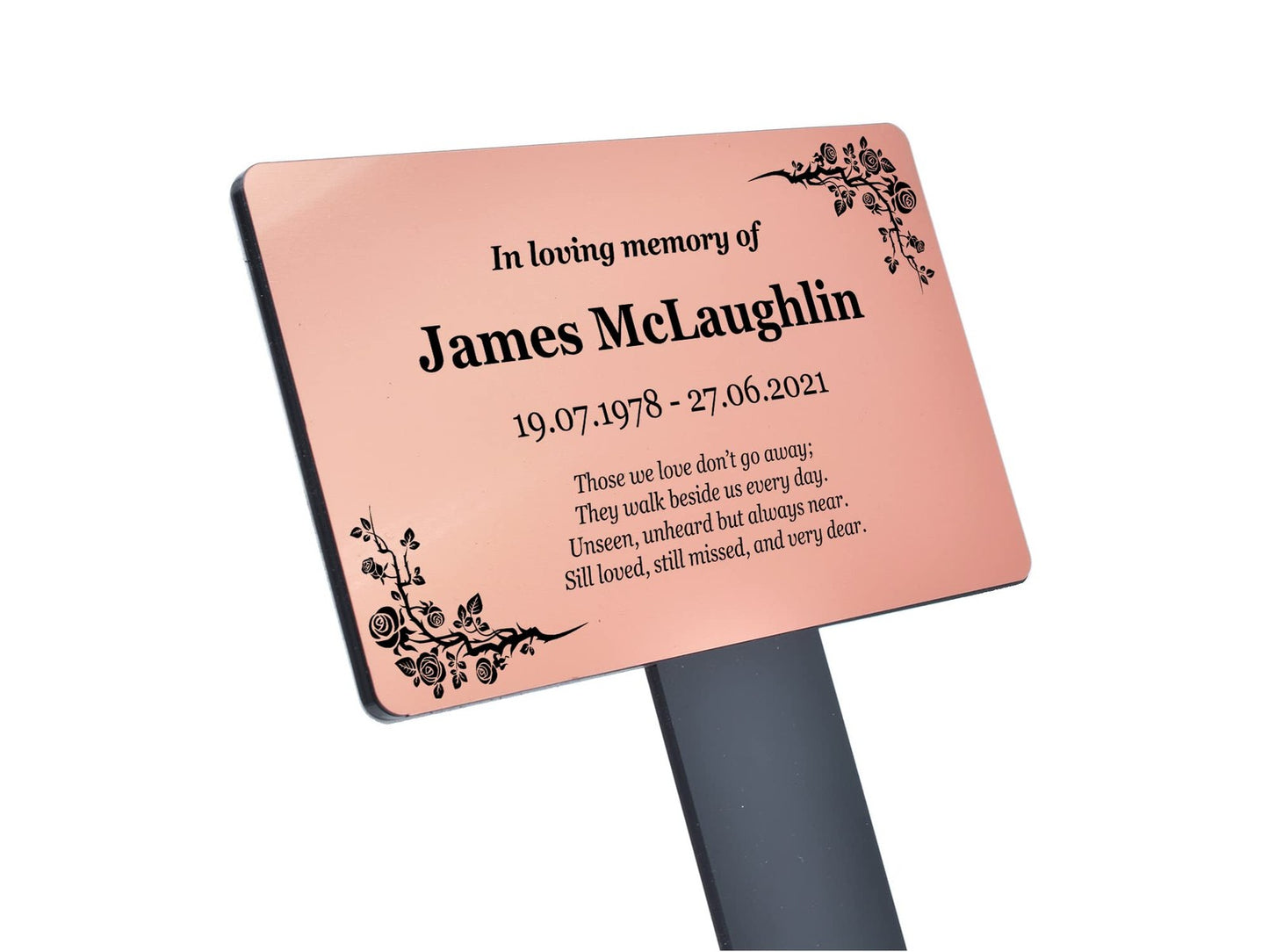 Personalised Metallic Memorial Plaque – Gold, Silver or Copper Grave/Garden Sign – by North By North East – Safety & Warning Signs