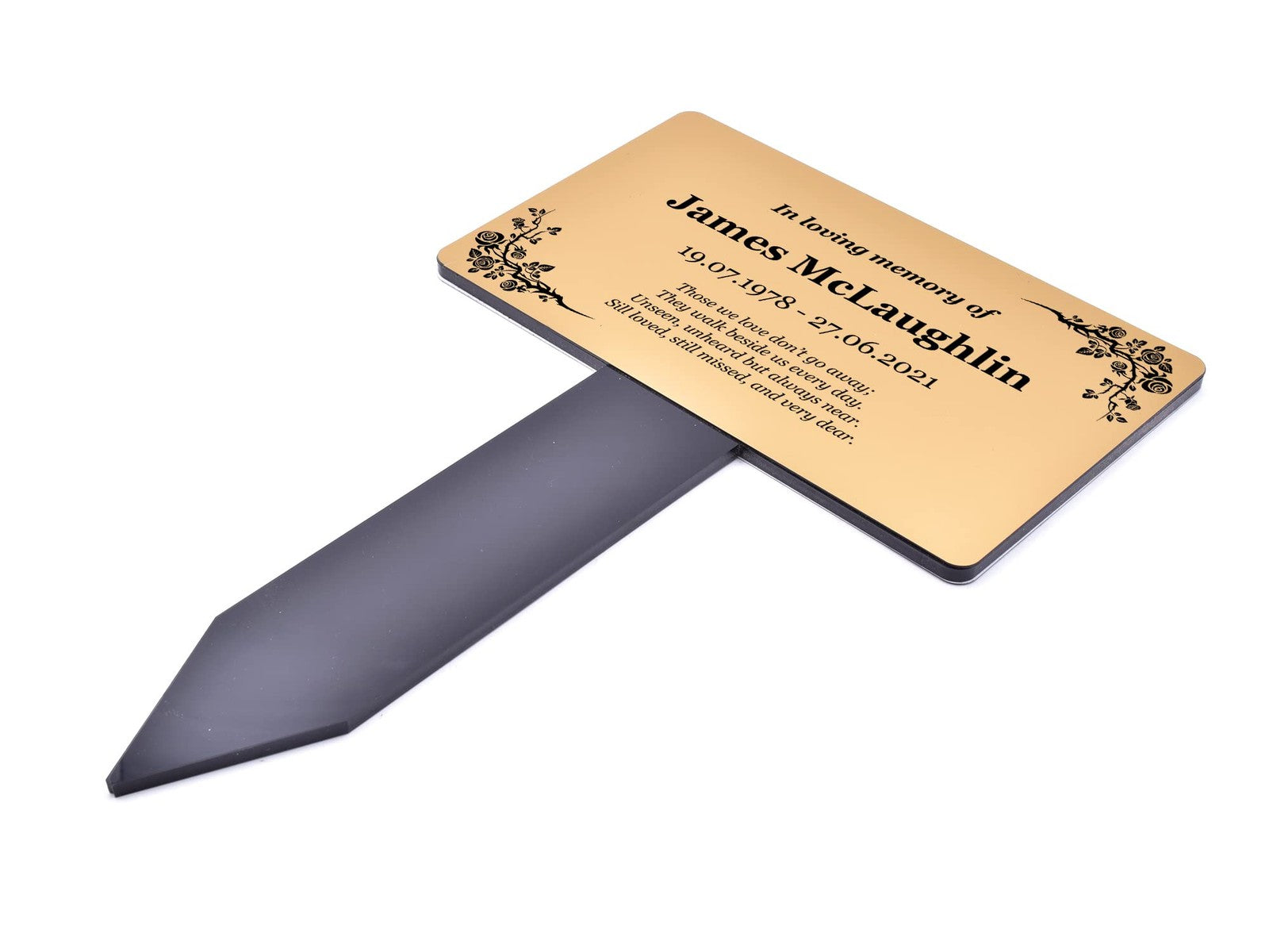 Personalised Metallic Memorial Plaque – Gold, Silver or Copper Grave/Garden Sign – by North By North East – Safety & Warning Signs