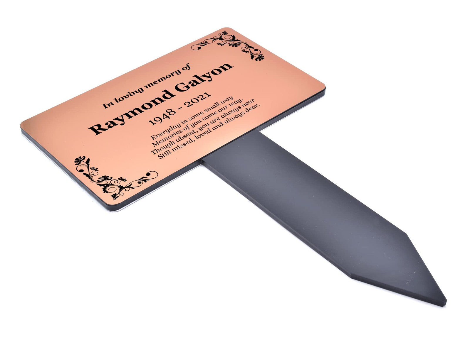 Personalised Metallic Memorial Plaque – Gold, Silver or Copper Grave/Garden Sign – by North By North East – Safety & Warning Signs