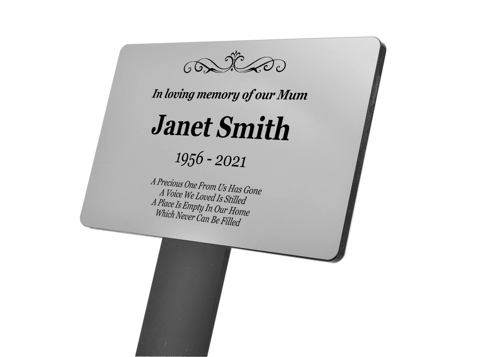 Personalised Metallic Memorial Plaque – Gold, Silver or Copper Grave/Garden Sign – by North By North East – Safety & Warning Signs