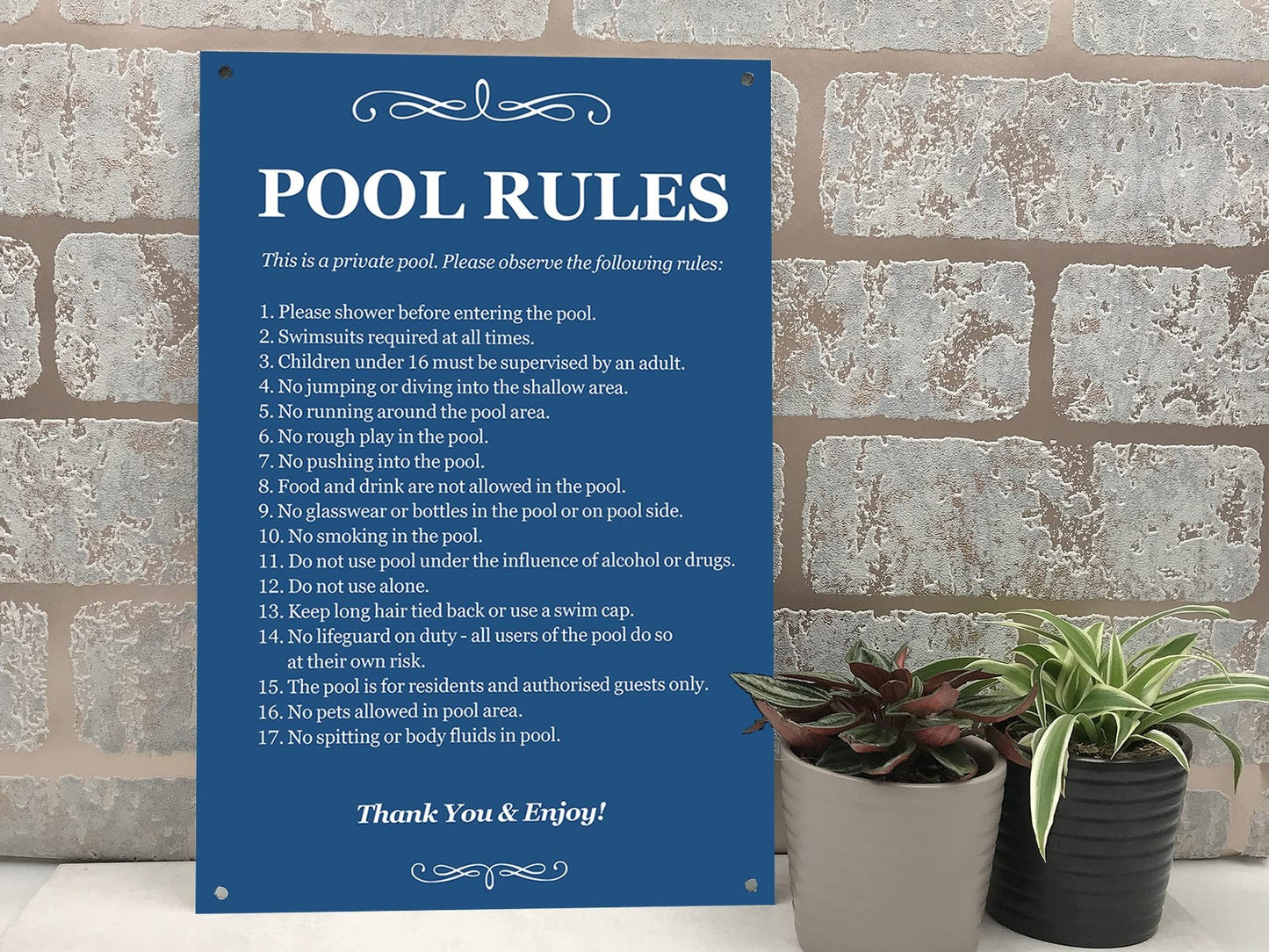 Blue Pool Rules Sign – Private Swimming Pool Safety Notice for Outdoor Use – by North By North East – Safety & Warning Signs