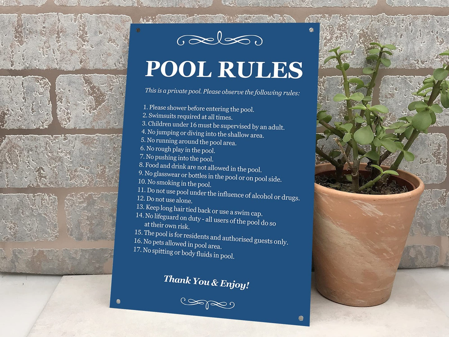 Blue Pool Rules Sign – Private Swimming Pool Safety Notice for Outdoor Use – by North By North East – Safety & Warning Signs