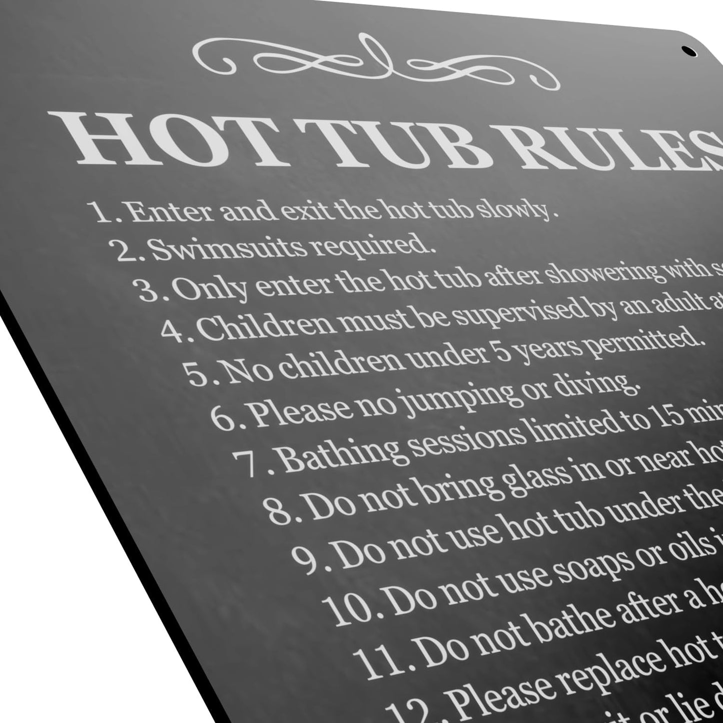 A4 Black Hot Tub Rules Sign – Durable Outdoor Acrylic Safety Notice – by North By North East – Safety & Warning Signs