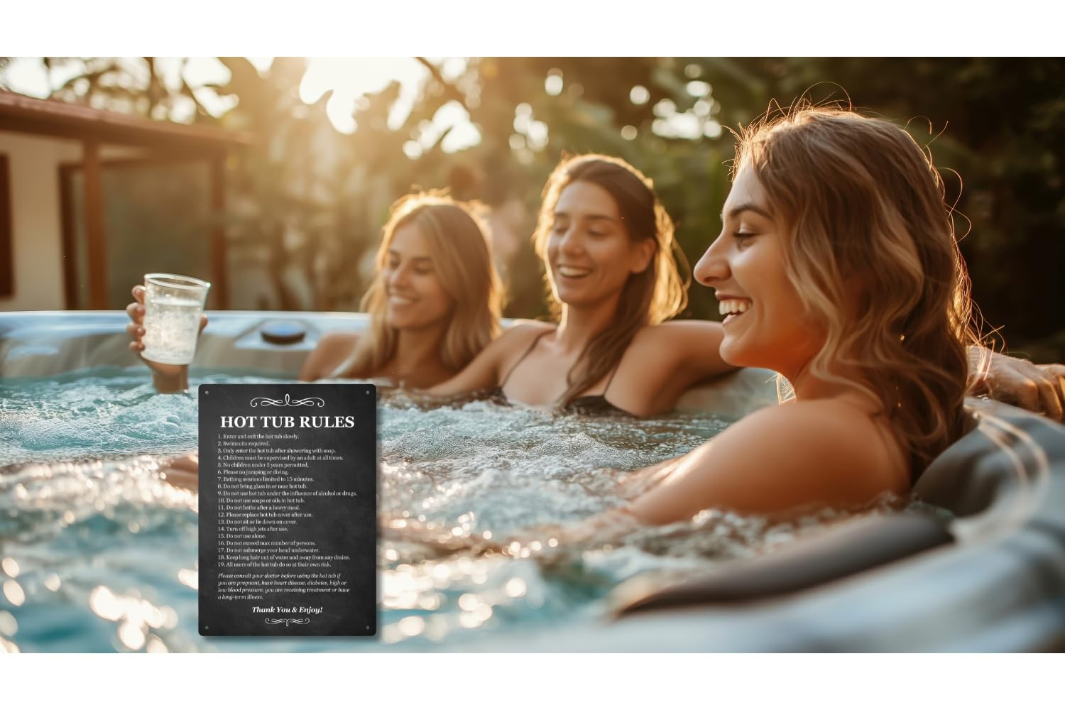 A4 Black Hot Tub Rules Sign – Durable Outdoor Acrylic Safety Notice – by North By North East – Safety & Warning Signs