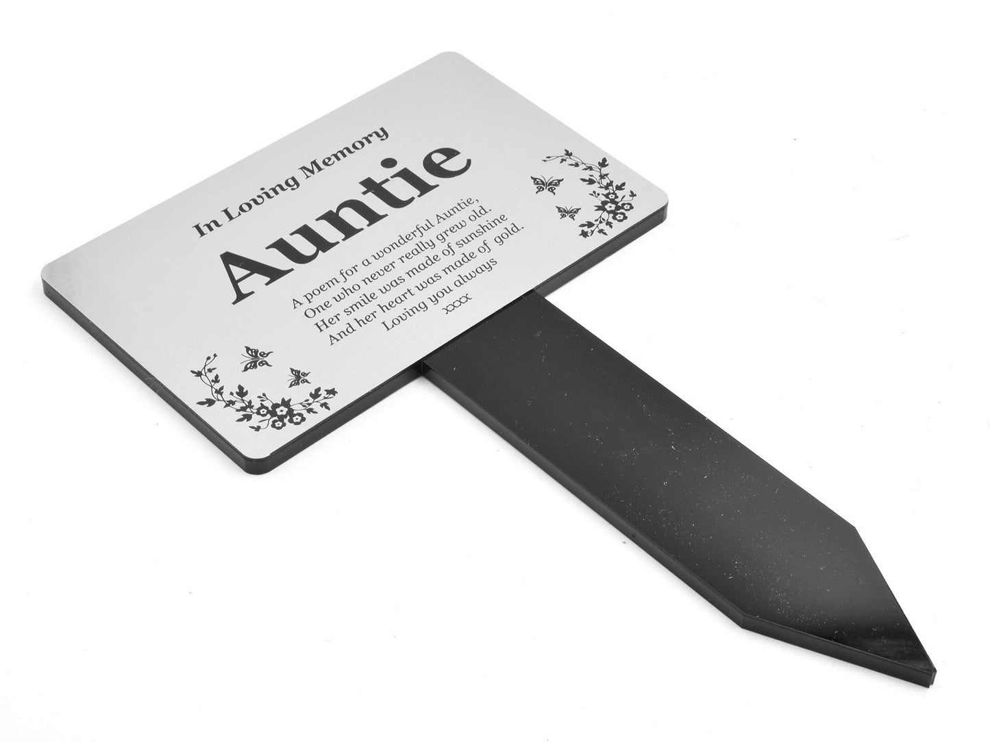 OriginDesigned Auntie Memorial Remembrance Plaque Stake - Gold/Silver/Copper/Bla – by North By North East – Safety & Warning Signs