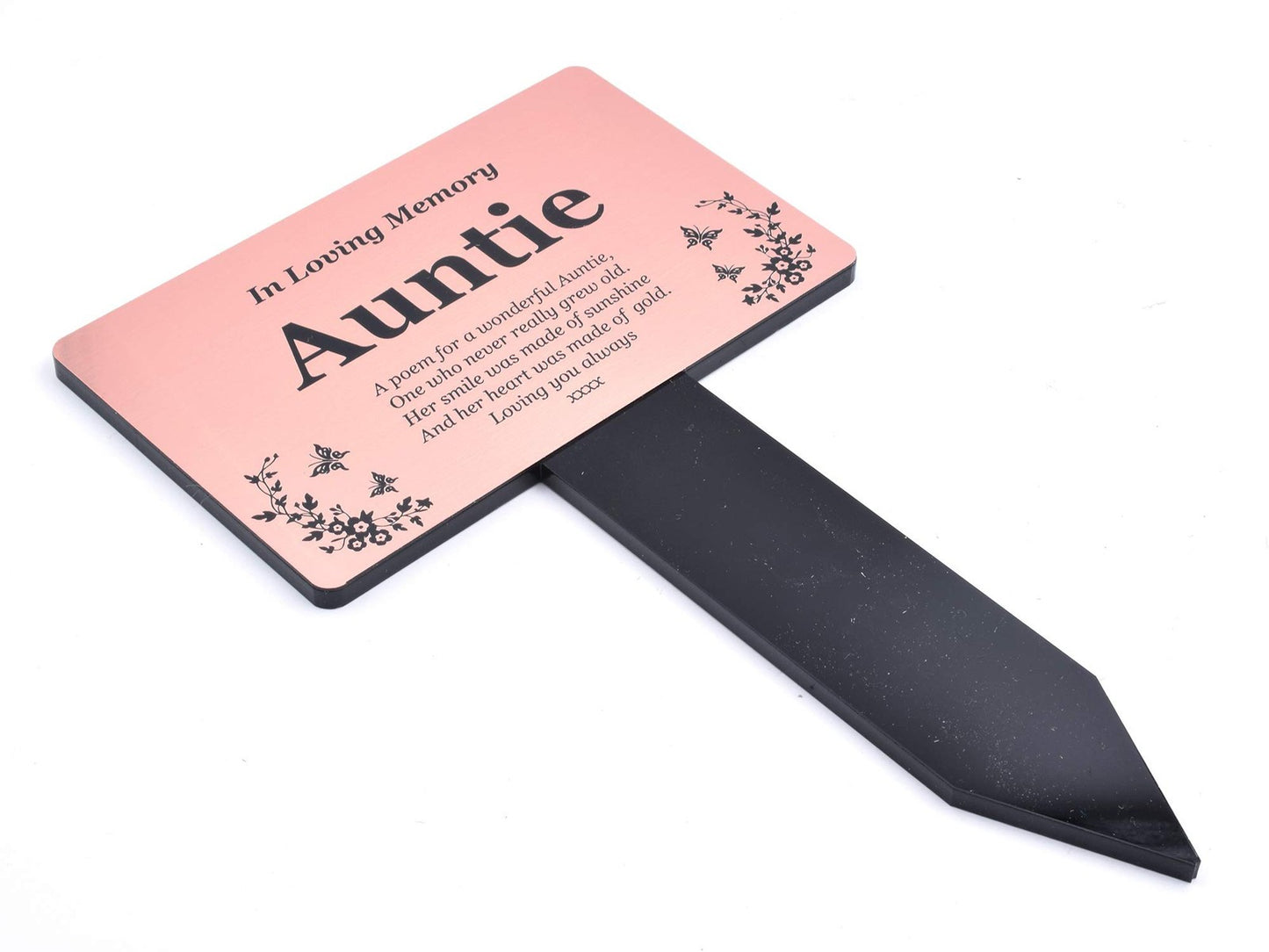 OriginDesigned Auntie Memorial Remembrance Plaque Stake - Gold/Silver/Copper/Bla – by North By North East – Safety & Warning Signs