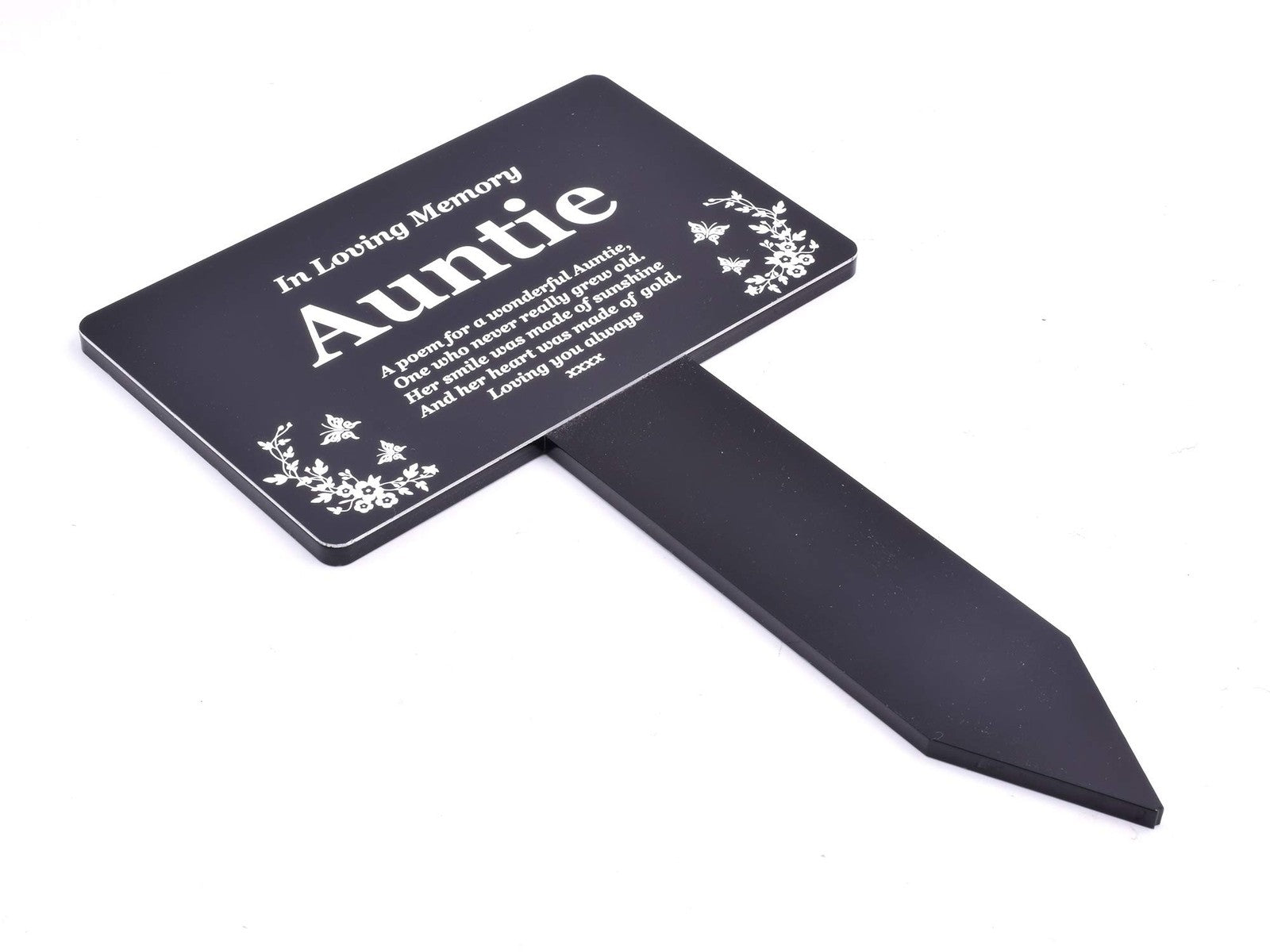 OriginDesigned Auntie Memorial Remembrance Plaque Stake - Gold/Silver/Copper/Bla – by North By North East – Safety & Warning Signs
