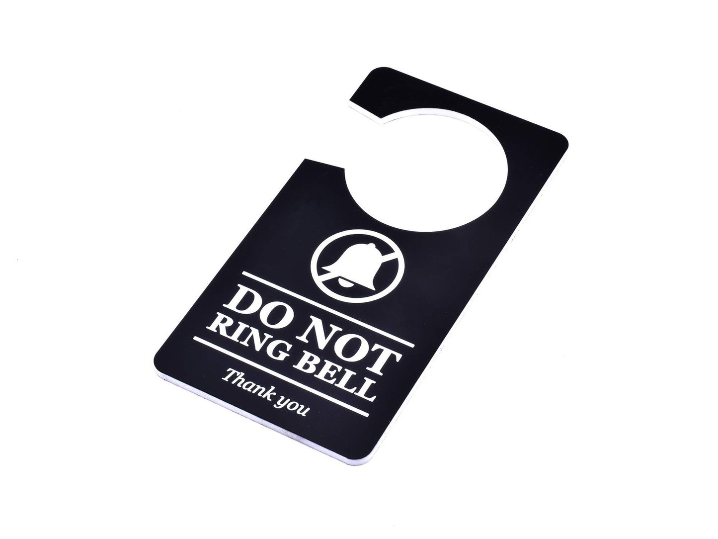 Do Not Ring Bell Door Hanger – Black & White Engraved Acrylic 145x75mm – by North By North East – Business Hours & Policy Signs